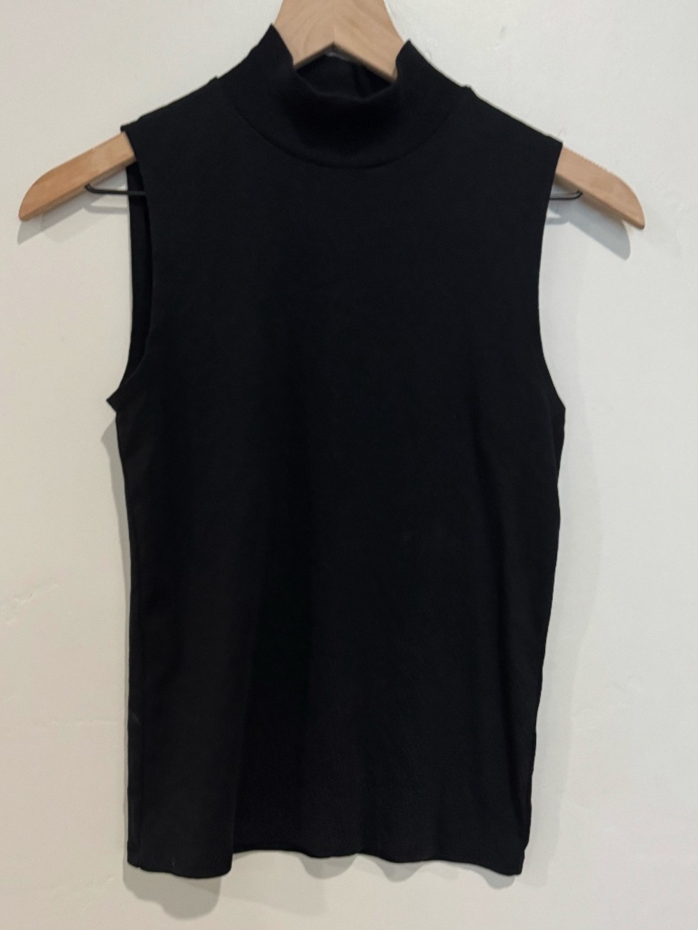 J. Crew Black Mock Neck Sleeveless Top Size Small 90s Minimalist 100% Cotton